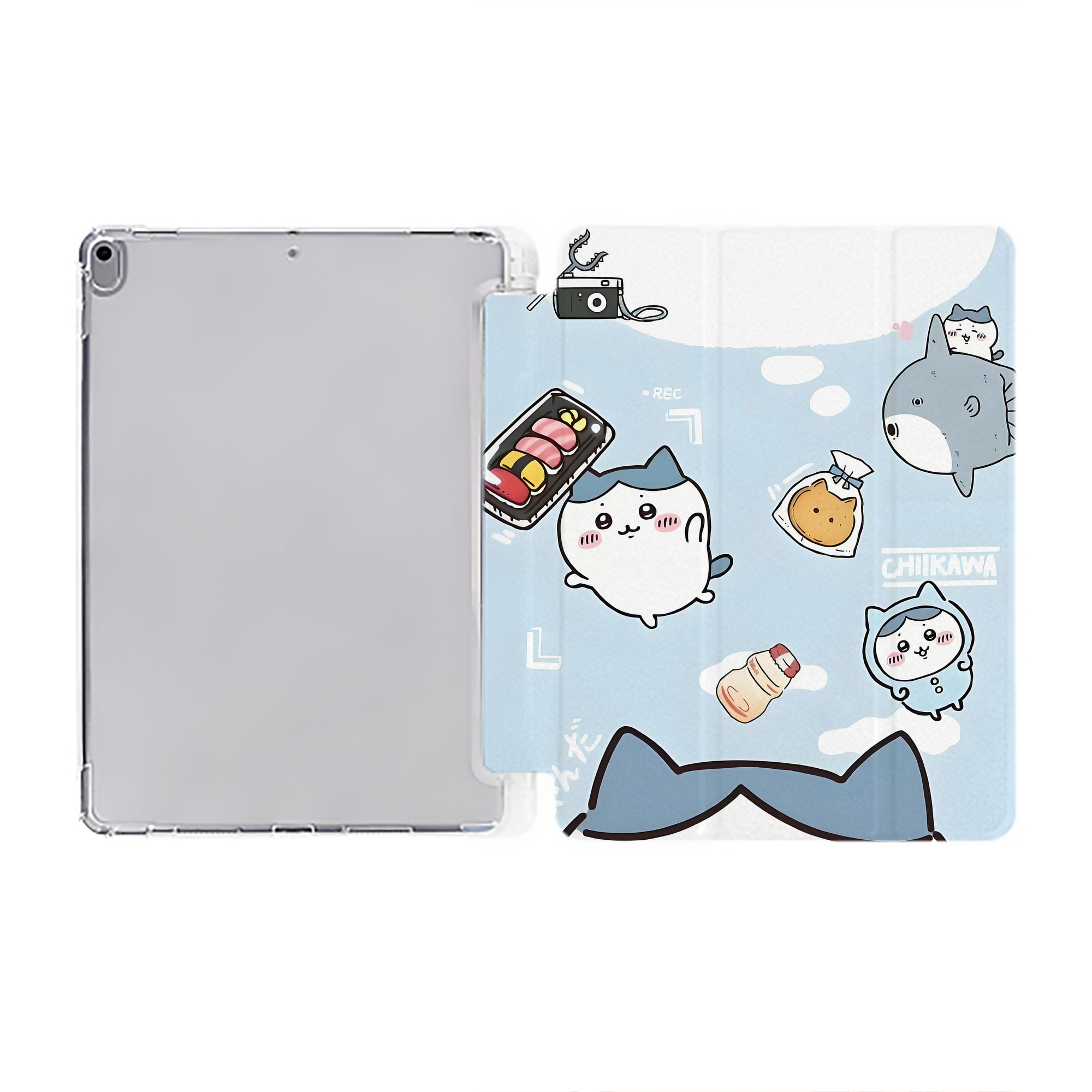 （画像用） ちいかわ Chii-kawa IPad ケース ペン収納付き 三つ折りスタンド PUレザー×シリコン 対応機種9.5/10.5/10.9インチ